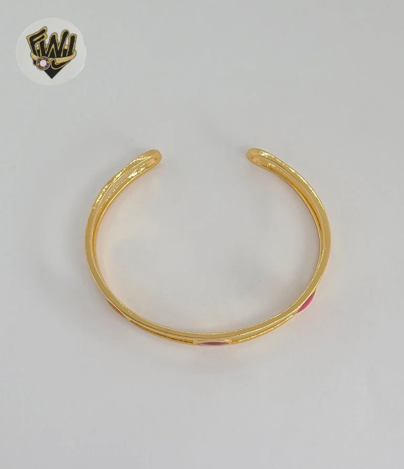 (1-4057-2) Gold Laminate - 10mm Stones Open Bangle - BGO