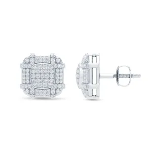 10 Karat White Gold 0.40 Carat Diamond Square Earring