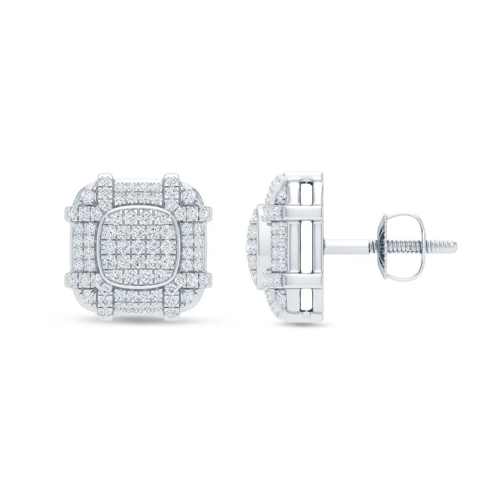 10 Karat White Gold 0.40 Carat Diamond Square Earring