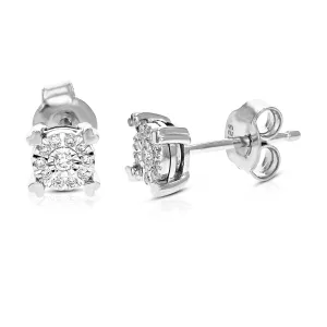 1/10 cttw Lab Grown Diamond Prong Stud Earring in Sterling Silver