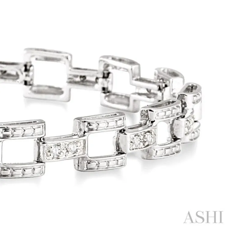 1/4 Ctw Single Cut Diamond Bar Link Bracelet in 10K White Gold