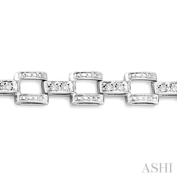 1/4 Ctw Single Cut Diamond Bar Link Bracelet in 10K White Gold