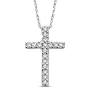 14K White Gold 1/10 Ct.Tw.Diamond Cross Pendant