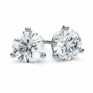 14K White Gold 3ctw Round Lab Diamond Solitaire Stud Earrings