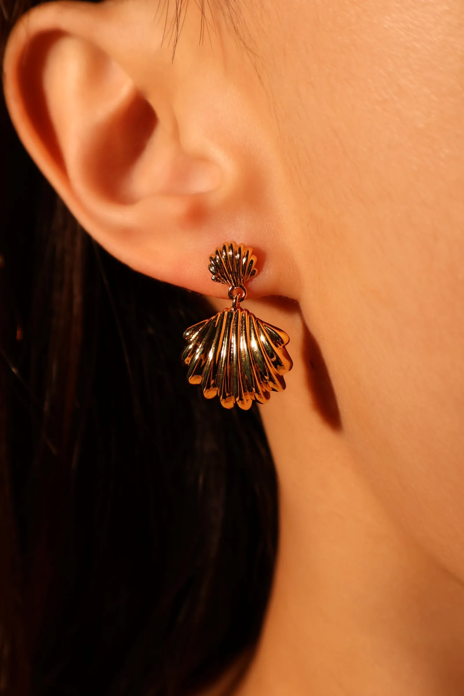 18K Real Gold Plated Sea Shell Earrings