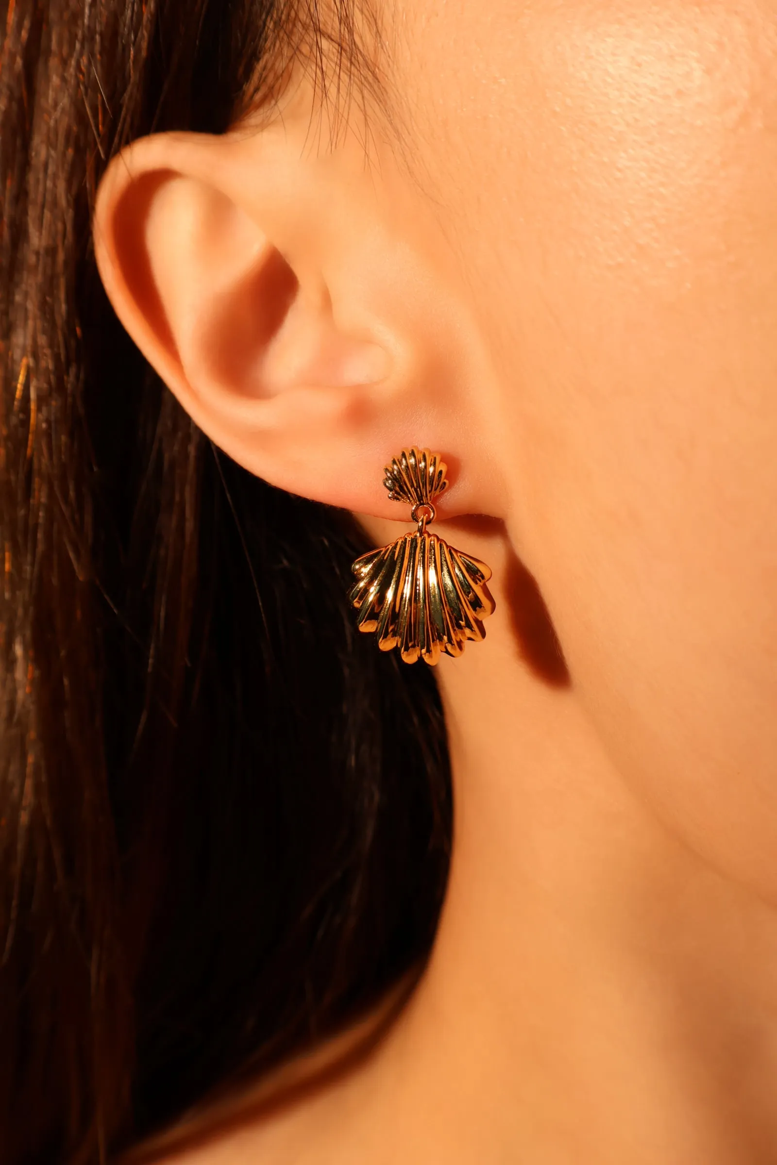 18K Real Gold Plated Sea Shell Earrings