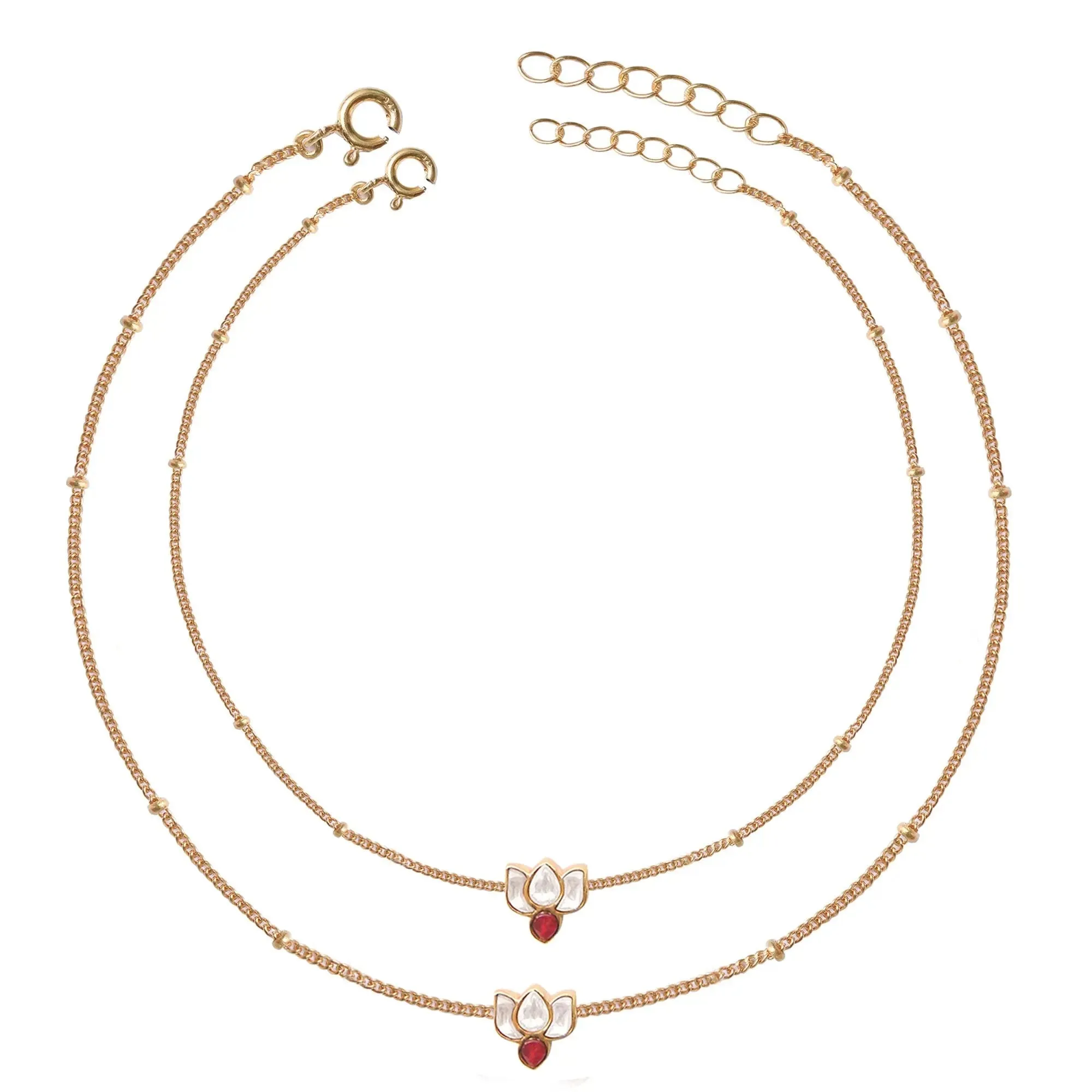 92.5 Sterling Silver 92.5 lotus kundan Anklet