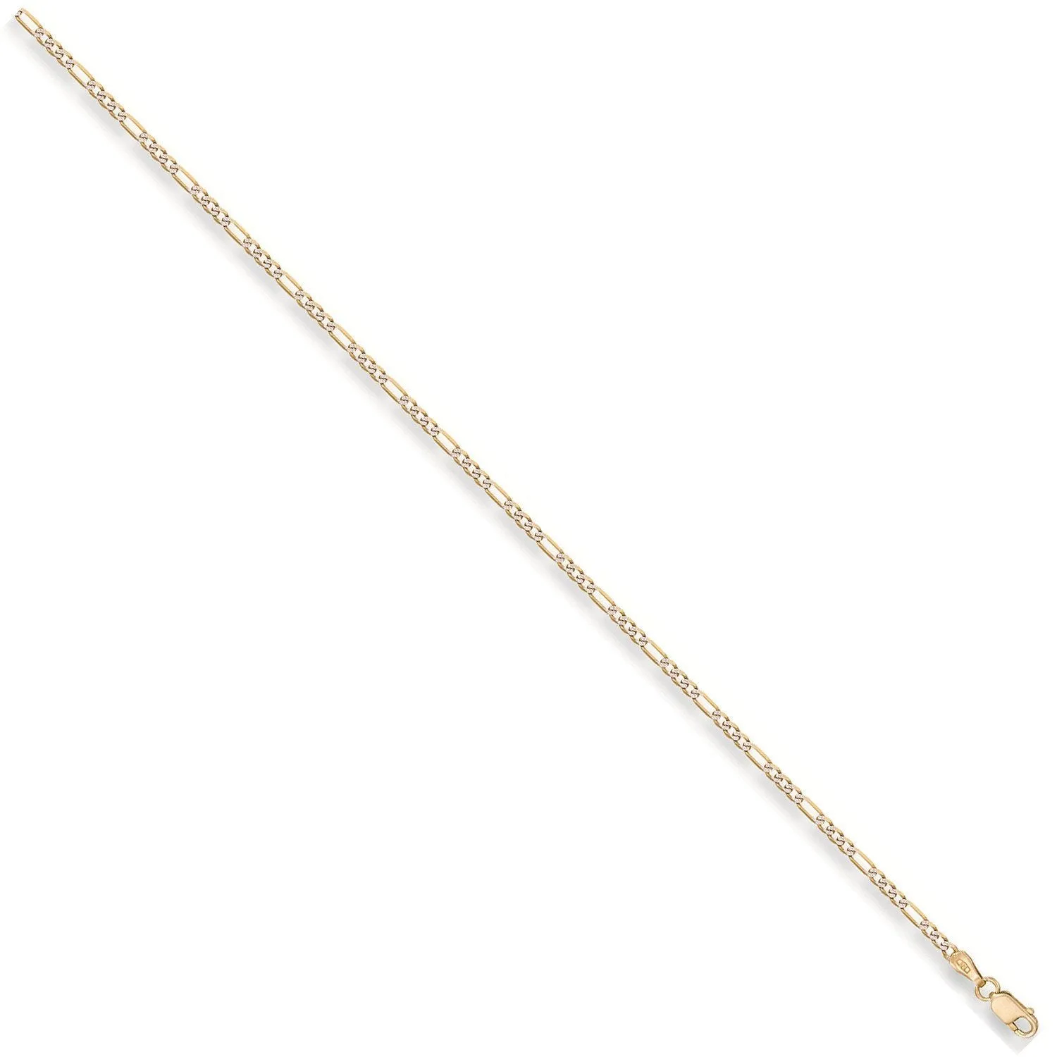 9ct 2 Tone Gold Solid Diamond Cut 2mm 20 Inch Figaro Necklace 4.0g