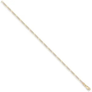 9ct 2 Tone Gold Solid Diamond Cut 2mm 20 Inch Figaro Necklace 4.0g