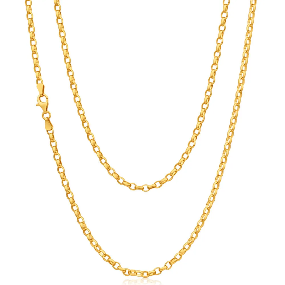 9ct Elegant Yellow Solid Gold Belcher Chain