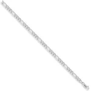 9ct White Gold Solid Diamond Cut 5mm 22 Inch Figaro Necklace 17.0g