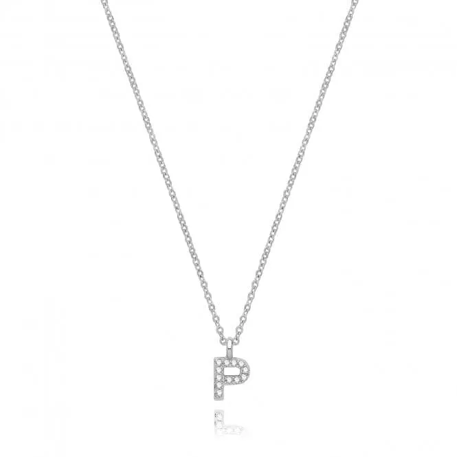 Acotis Silver Necklace Rhodium Plated Zirconia Initial G3395/P