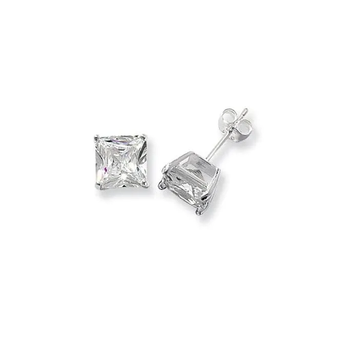 Acotis Silver Stud Earrings Square Zirconia G5147CZ