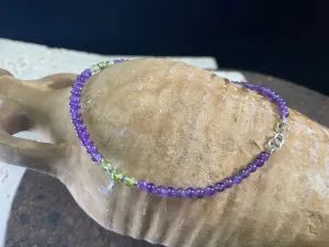 Amethyst, Peridot And Silver Anklet