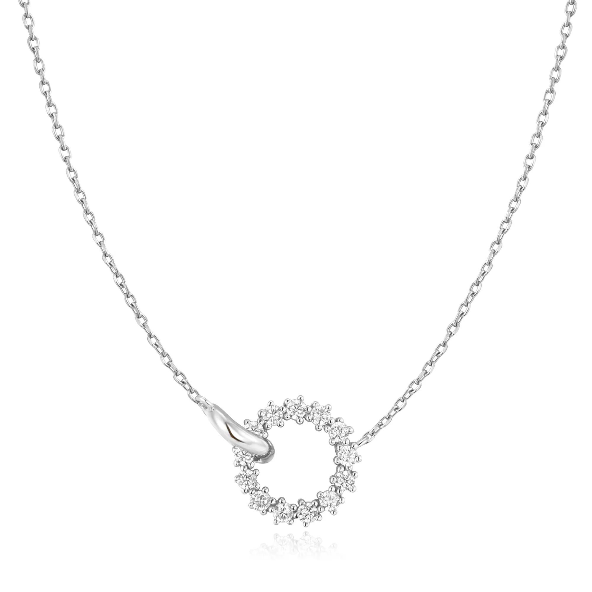 Ania Haie Silver Interlinked Circles Pavé Necklace N056-01H