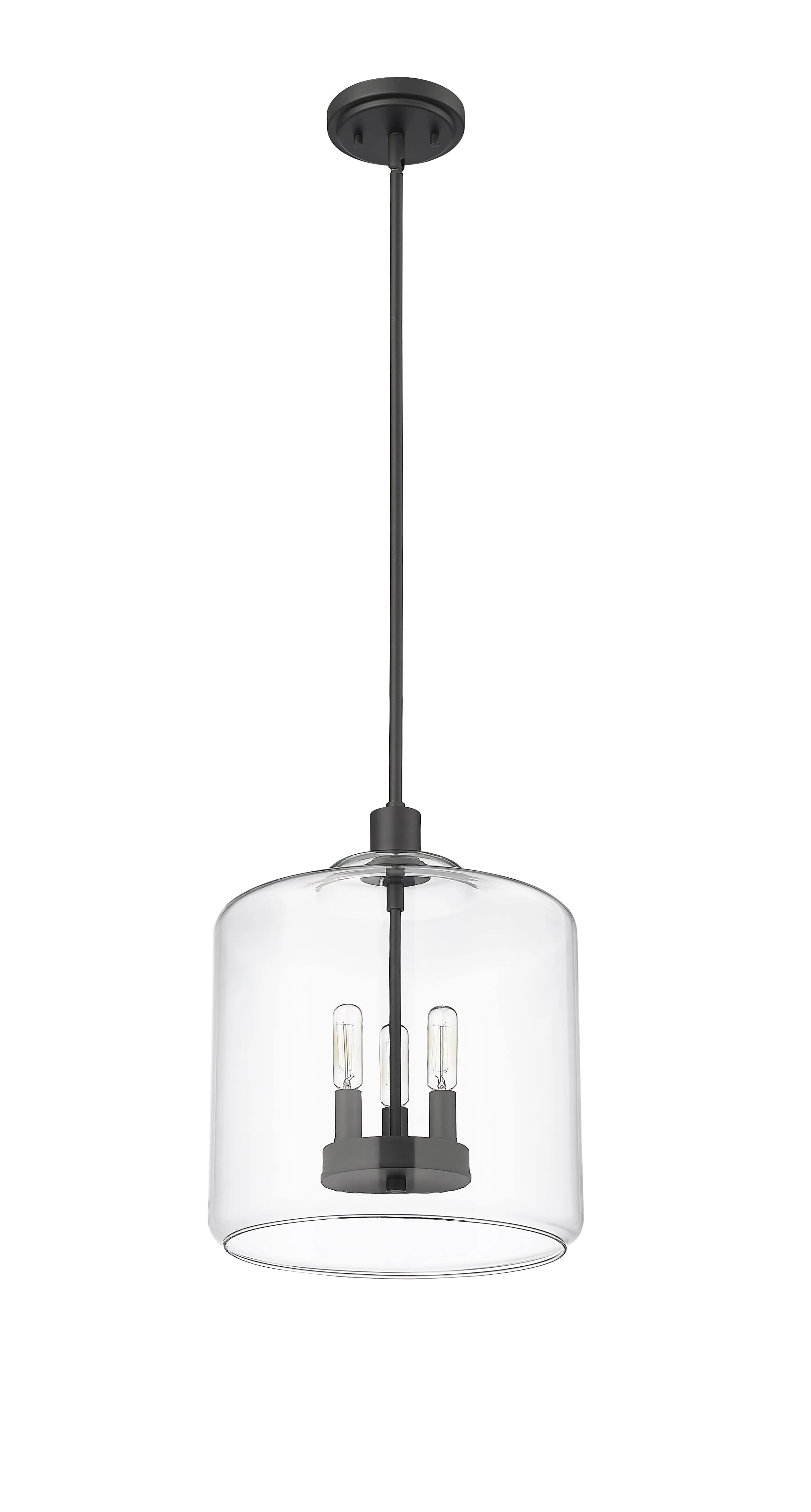 Asheville Pendant - Matte Black - Clear Glass - 12in. Diameter - E12 Candelabra Base