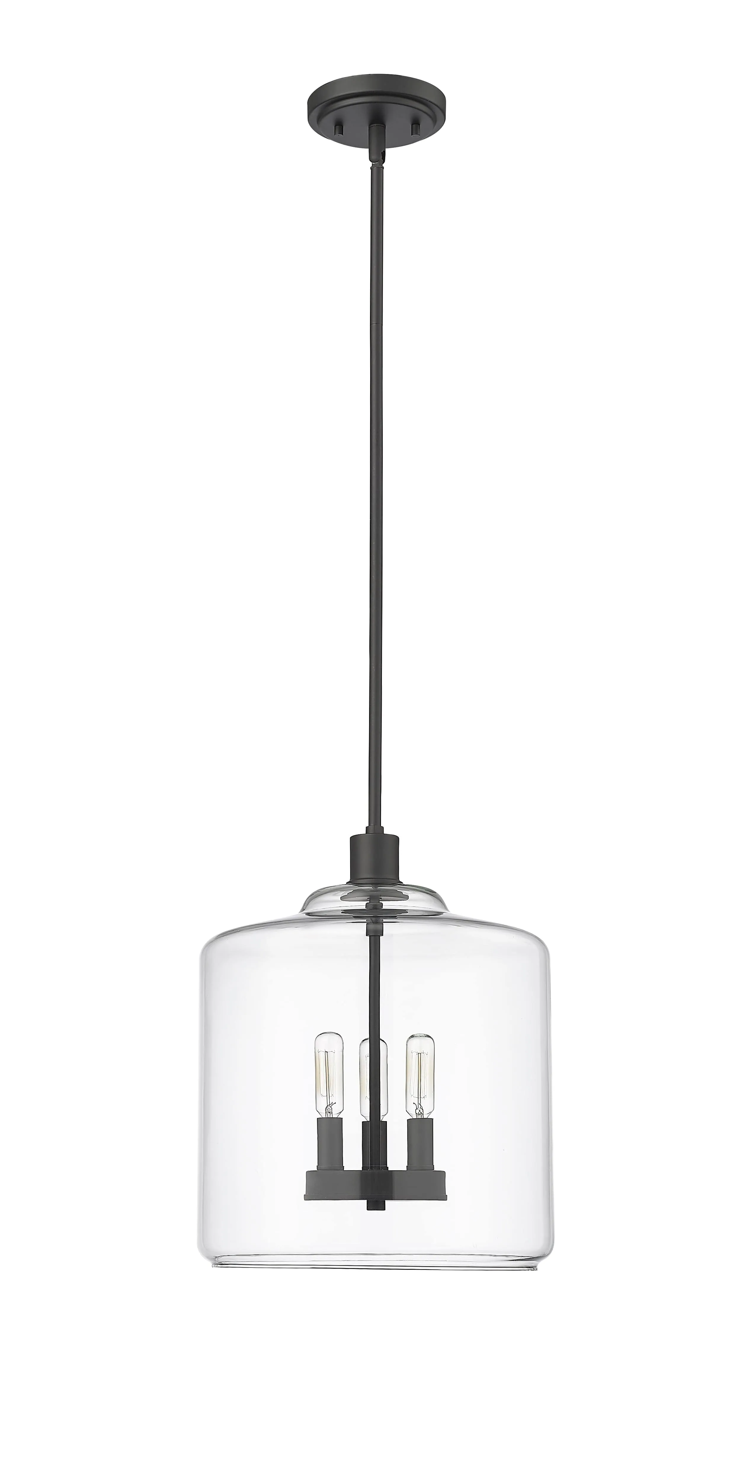 Asheville Pendant - Matte Black - Clear Glass - 12in. Diameter - E12 Candelabra Base