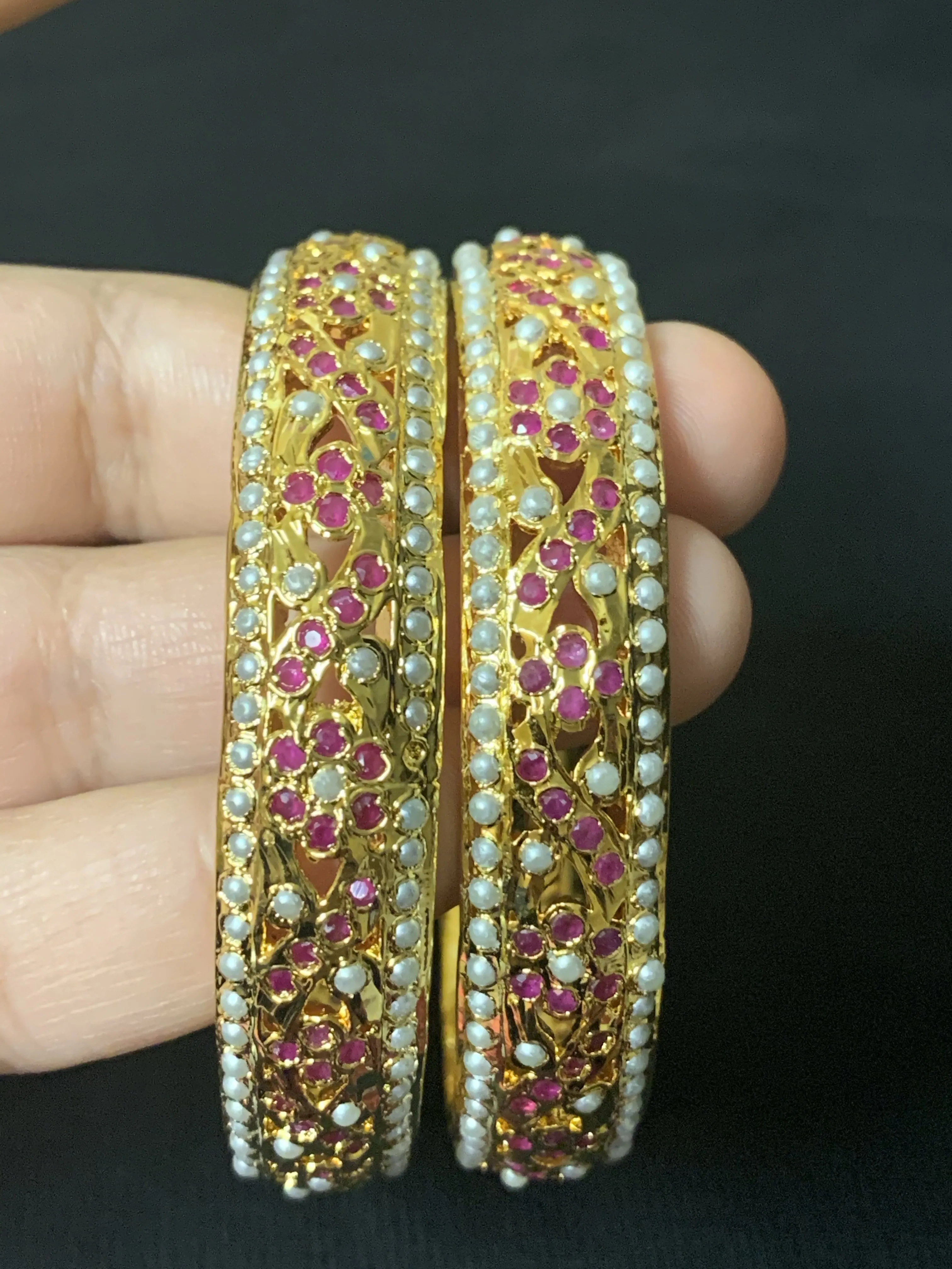 B89 Leela bangles in rubies ( READY TO SHIP )