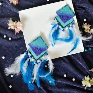 Bleu Plumage Handpainted Blue (Earrings)