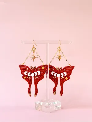 Burgundy Moth Dangles