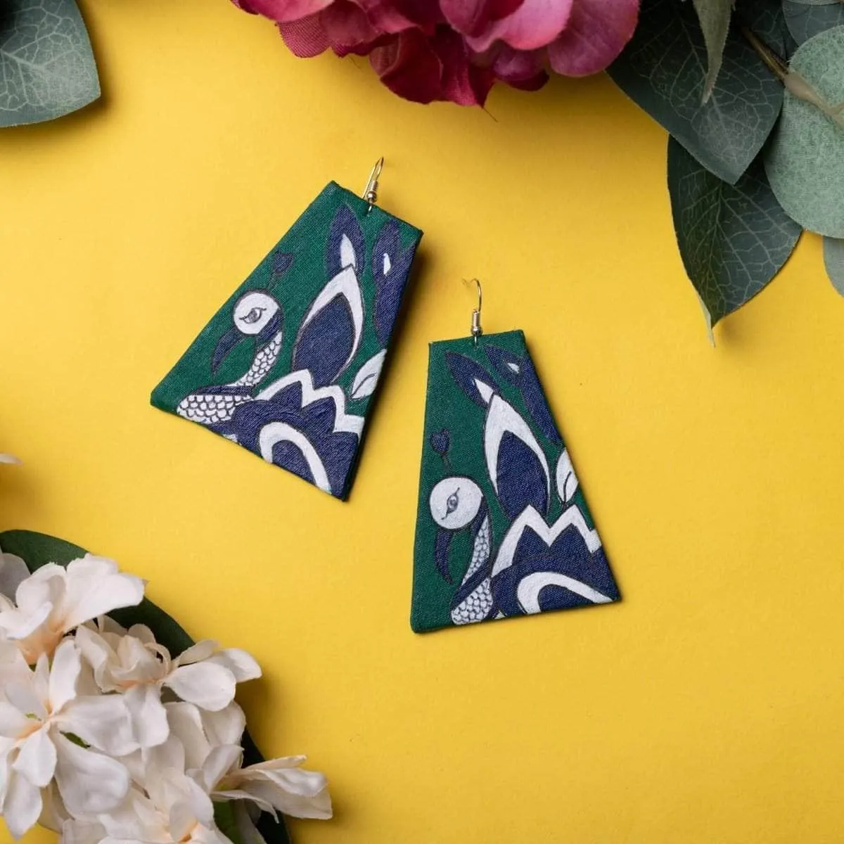 Canne Handpainted Green (Earrings)