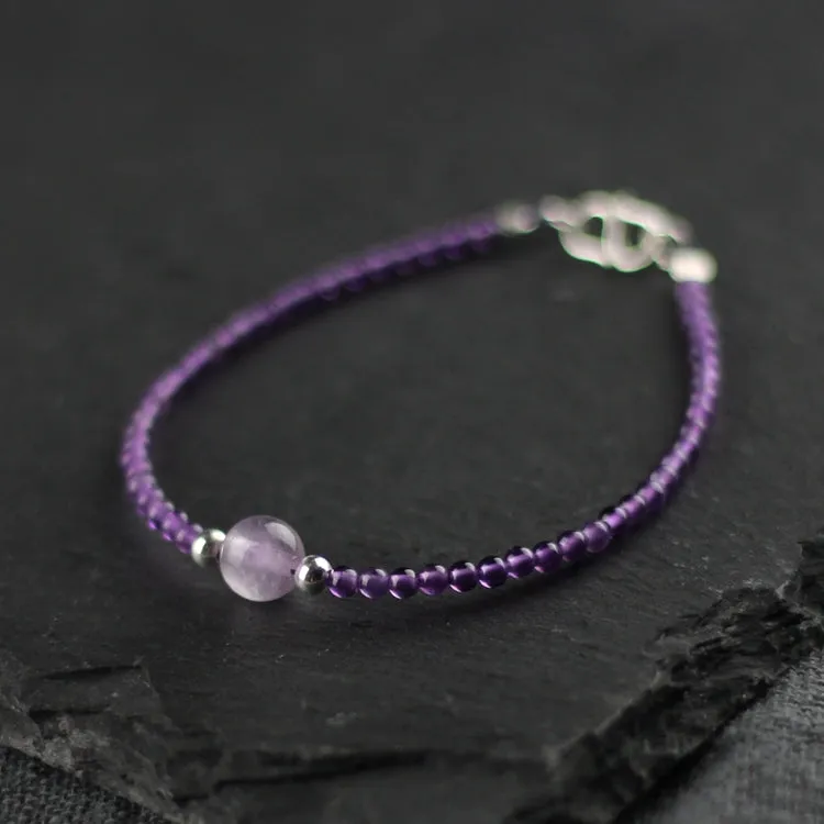 Charm Women's Amethyst Crystal Bead Bracelet Gemstone Bracelet February Birthstone Bracelet For Women