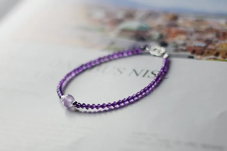 Charm Women's Amethyst Crystal Bead Bracelet Gemstone Bracelet February Birthstone Bracelet For Women