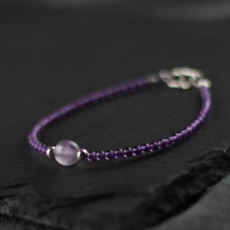 Charm Women's Amethyst Crystal Bead Bracelet Gemstone Bracelet February Birthstone Bracelet For Women