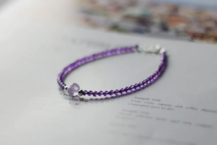 Charm Women's Amethyst Crystal Bead Bracelet Gemstone Bracelet February Birthstone Bracelet For Women