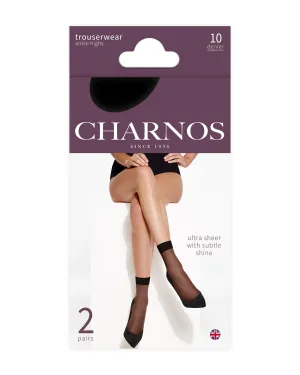 Charnos Elegance Trouserwear Ankle Highs 2 pair pack 10 Denier