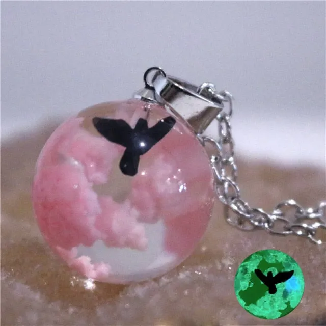 Chic Transparent Resin Rould Ball Moon Pendant Necklace Women Blue Sky White Cloud Chain Necklace Fashion Jewelry Gifts For Girl