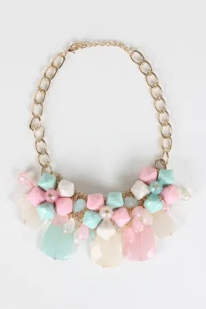 Clustered Stones Chunky Chain Necklace Set