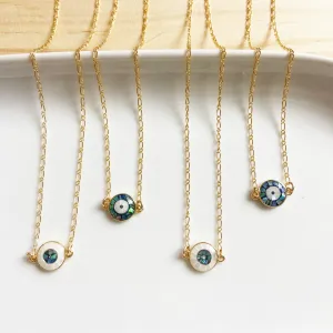 Colorful Evil eye mosaic charm necklace