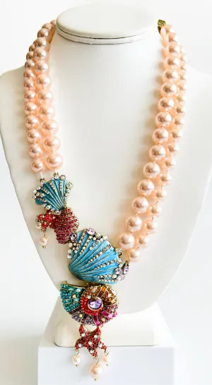 Cz Seashell Pearl Detailed Necklace