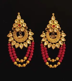 Designer Kundan Patti Maroon Earrings.