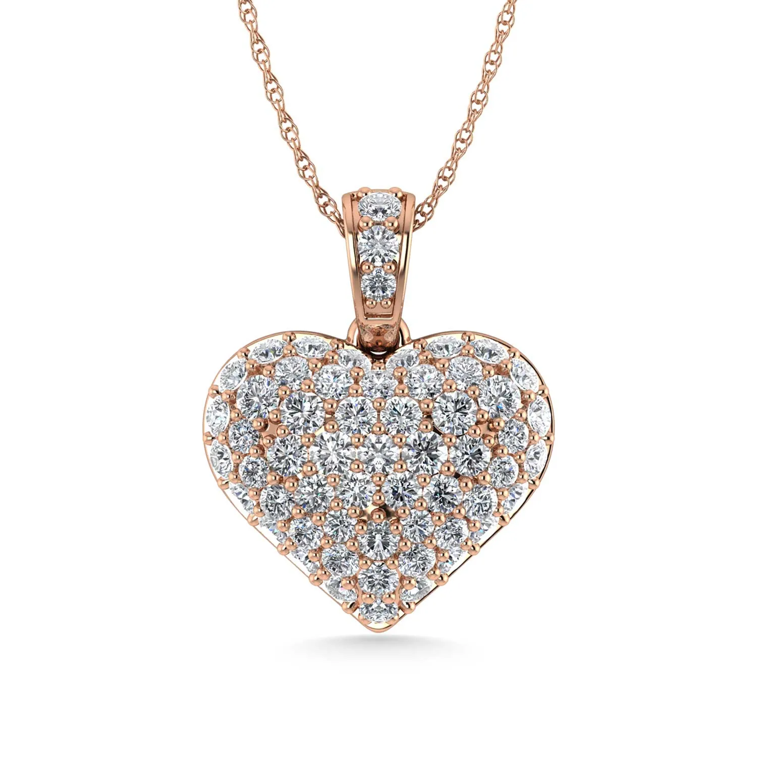 Diamond 3 Ct.Tw. Cluster Heart Pendant in 10K Rose Gold