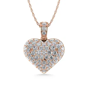 Diamond 3 Ct.Tw. Cluster Heart Pendant in 10K Rose Gold