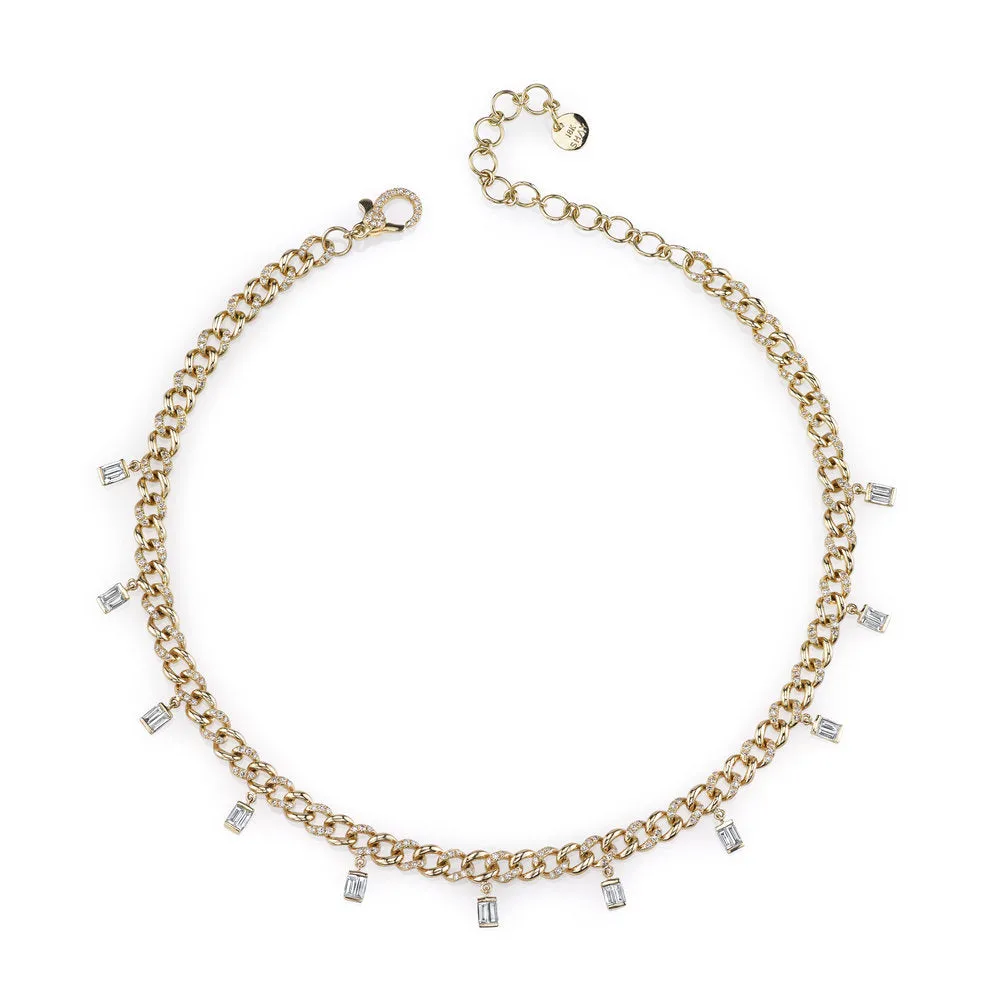 DIAMOND BAGUETTE DROP LINK ANKLET