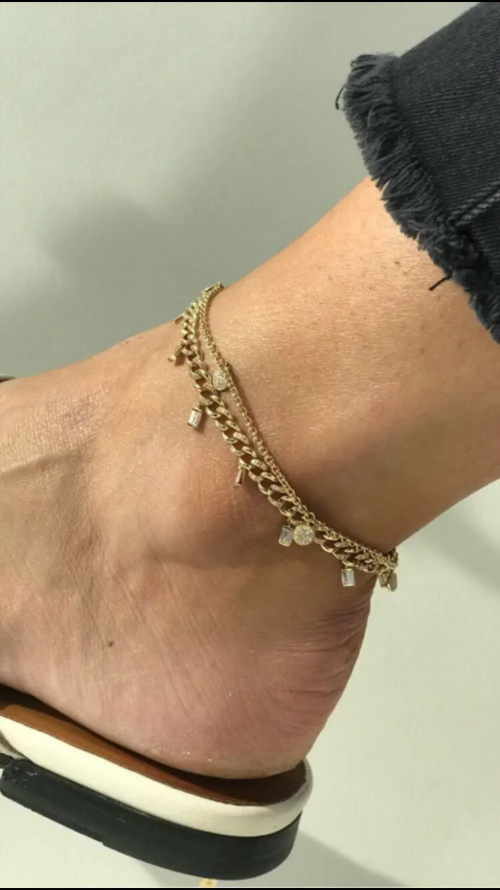 DIAMOND BAGUETTE DROP LINK ANKLET