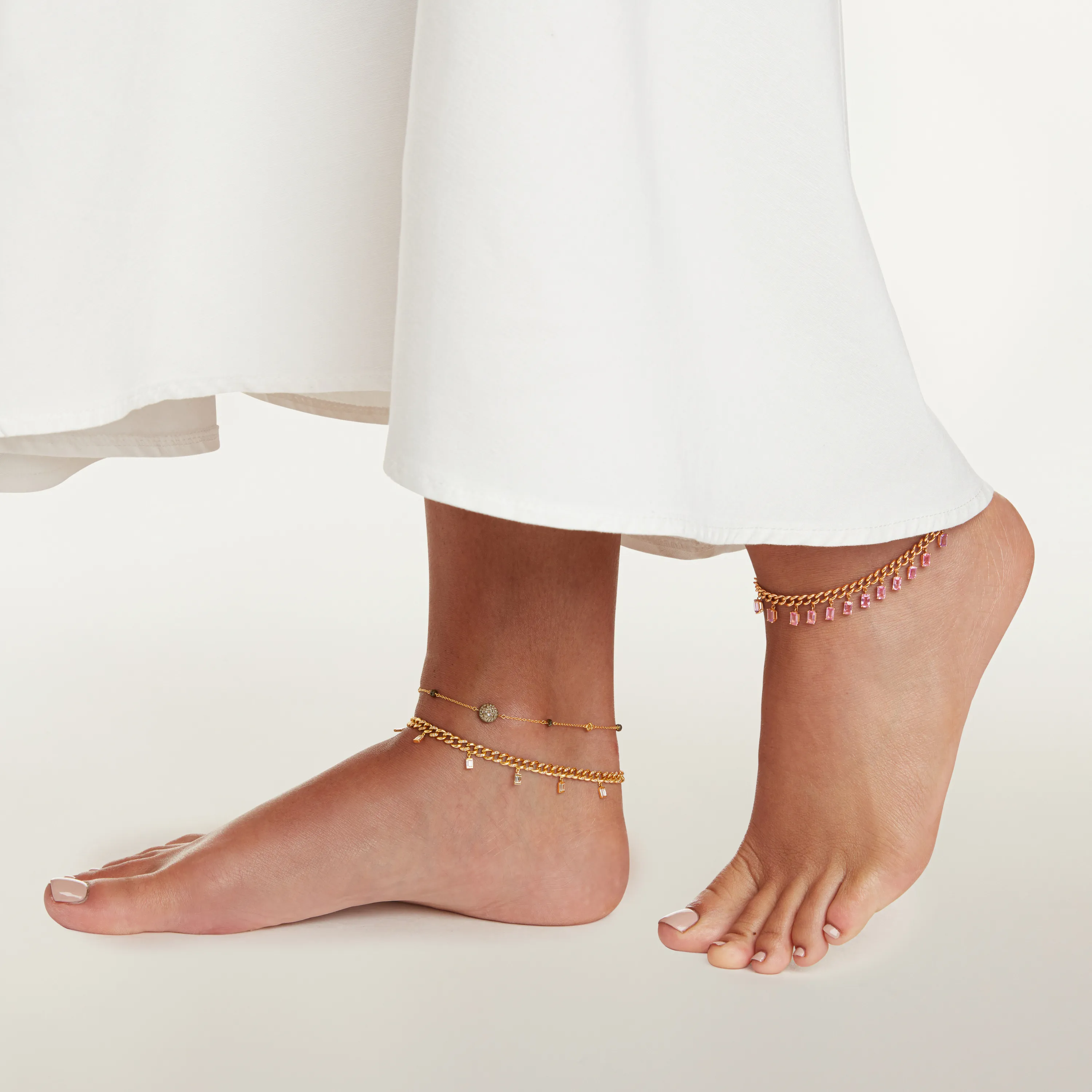 DIAMOND BAGUETTE DROP LINK ANKLET