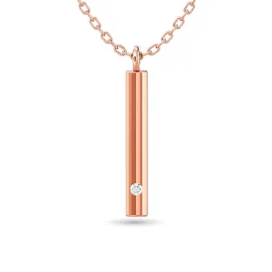 Diamond Bar Pendant 1/50 ct tw in 10K Rose Gold