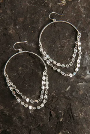 Disco Girl Silver Hoop Earrings