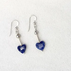 Double Heart Lapis Earrings