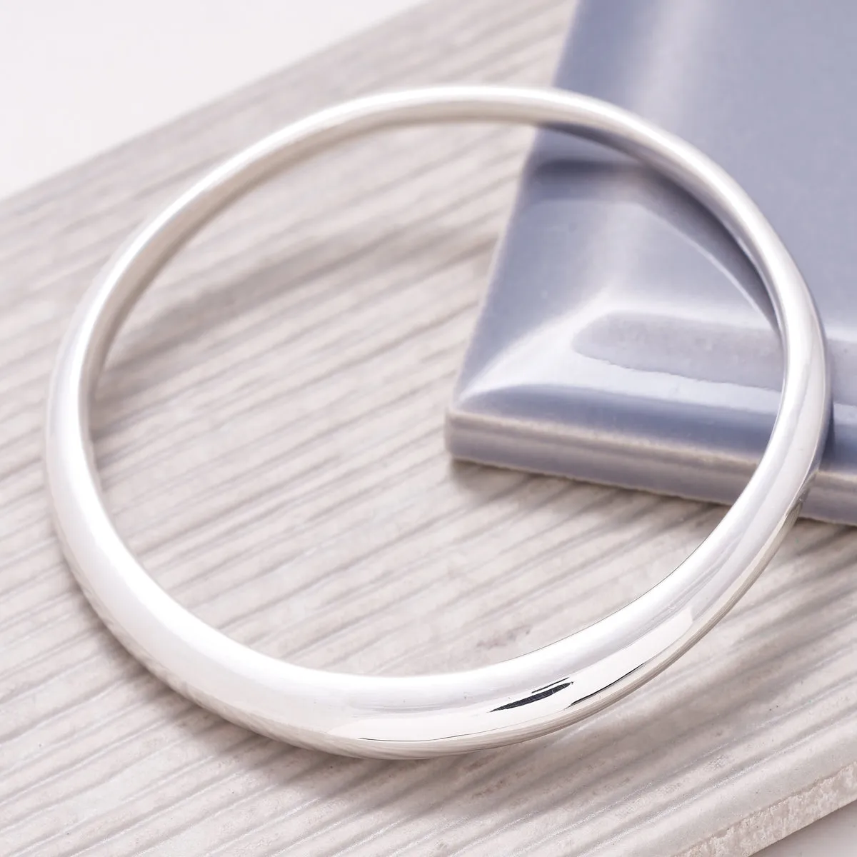 Eclipse Silver Oval Bangle