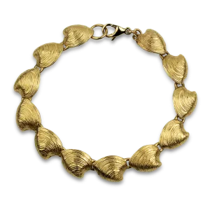 Estate 14K Yellow Gold Clam Shell Link Bracelet