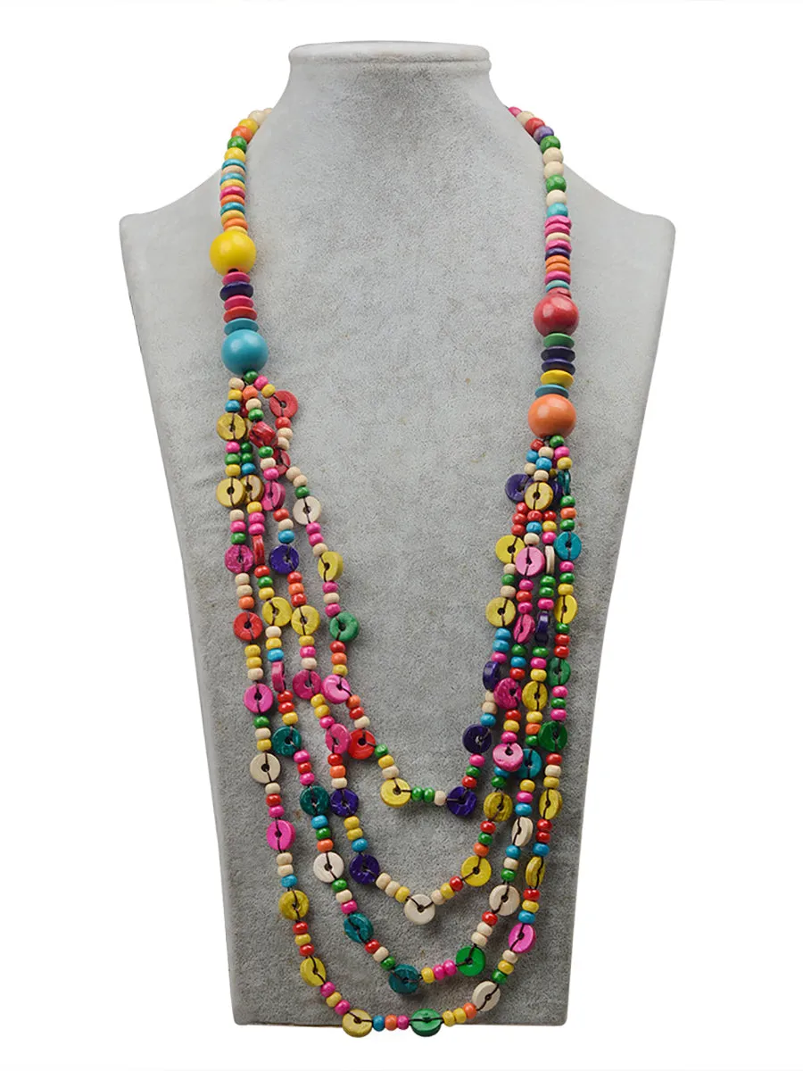 Ethnic Colorful Handmade Multi-layer Bead Knitted Necklace