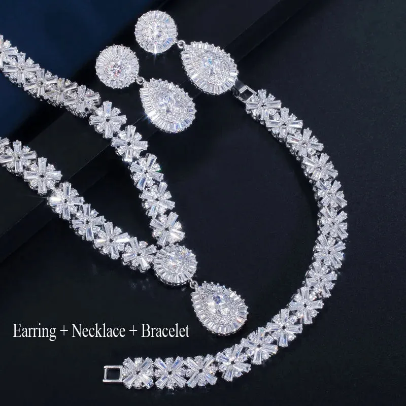 Exclusive Dubai Gold Plate Jewelry Set with Cubic Zirconia