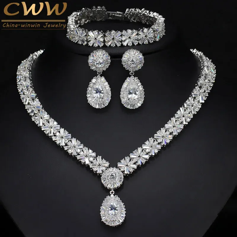 Exclusive Dubai Gold Plate Jewelry Set with Cubic Zirconia