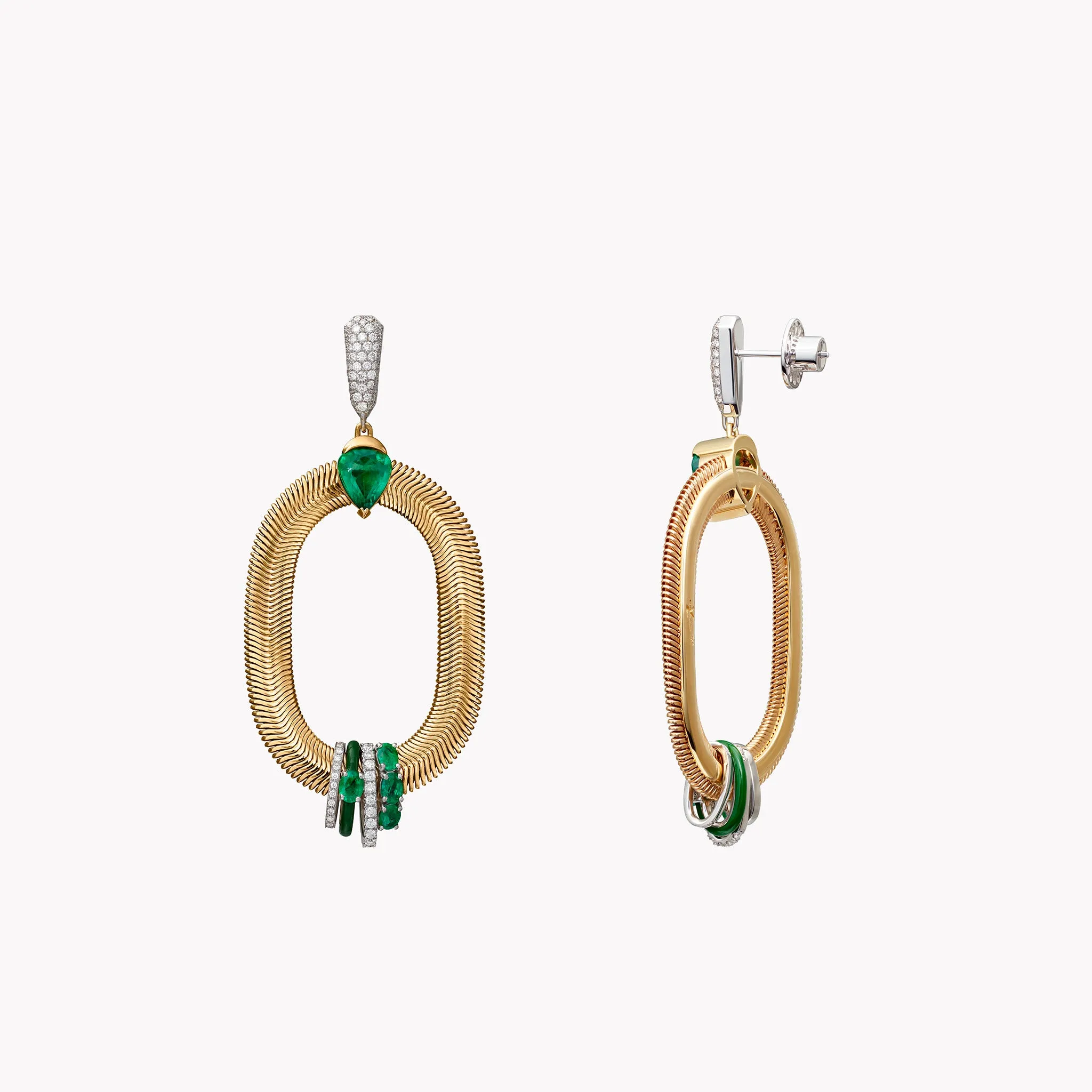 Feelings Emerald & Diamond Chain Earrings