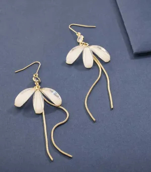 Flying Golden Fireflies Of Pearls Earrings (Brass)